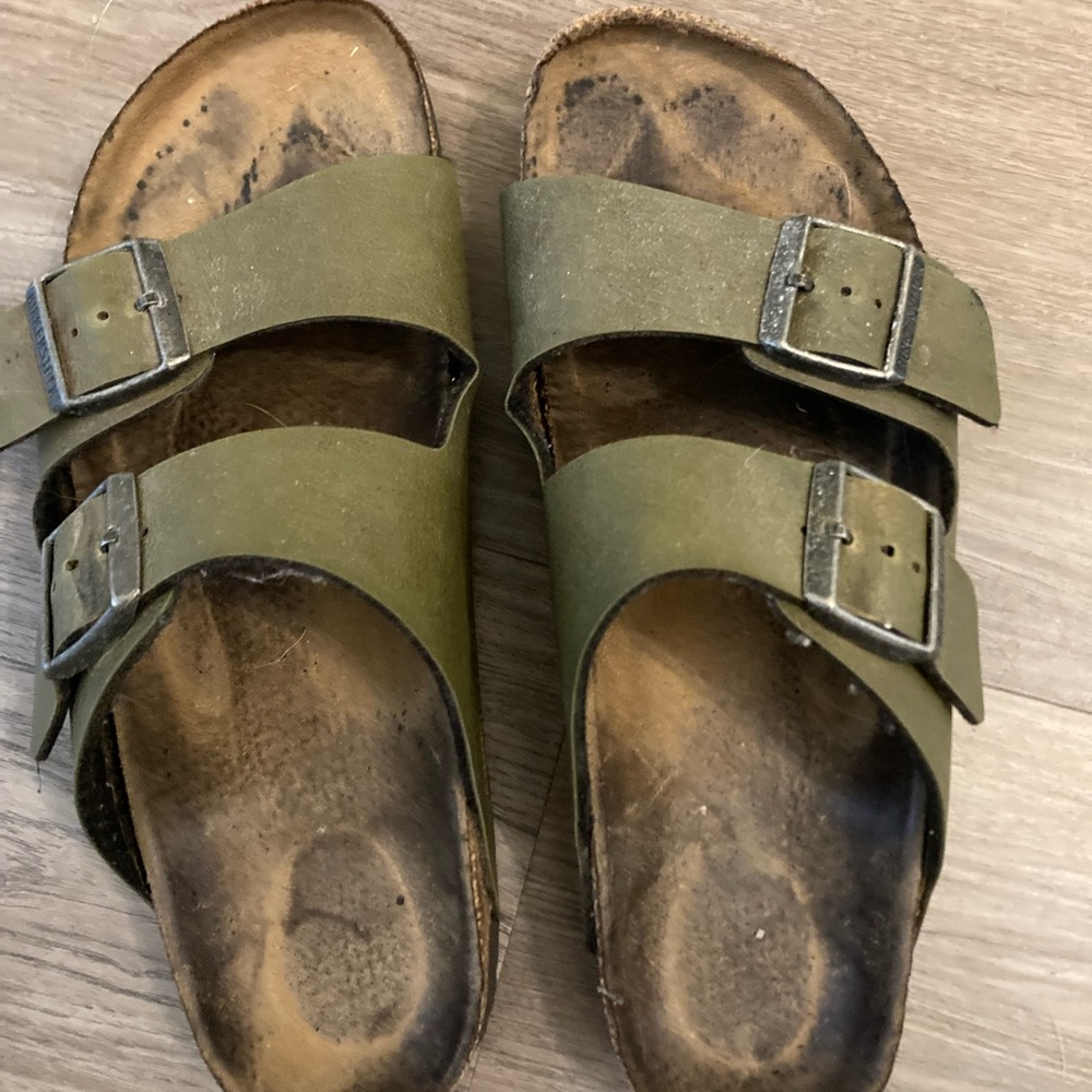 Birkenstock Olive Green Two-Strap Sandals